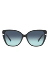 Tiffany & Co 57mm Gradient Cat Eye Sunglasses In Black Blue