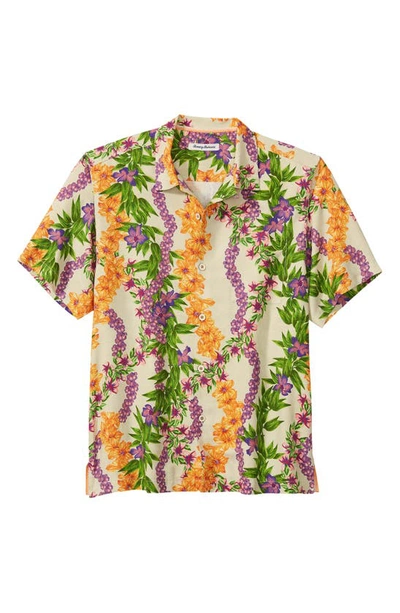 Tommy Bahama Lei Over Floral Silk Camp Shirt In Coconut Dream