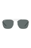 Ray Ban 55mm Polarized Square Sunglasses In Silver