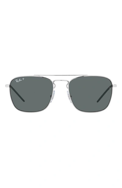 Ray Ban 55mm Polarized Square Sunglasses In Silver
