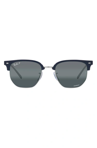 Ray Ban New Clubmaster 55mm Mirrored Polarized Irregular Sunglasses In Blue