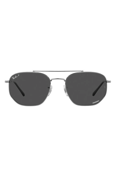 Ray Ban 57mm Polarized Irregular Sunglasses In Gunmetal