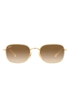Ray Ban 57mm Gradient Pillow Sunglasses In Gold Flash