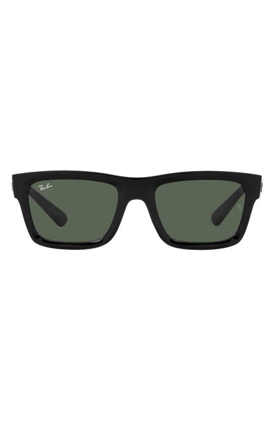 Ray Ban Warren 57mm Rectangular Sunglasses In Black