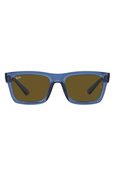 Ray Ban Warren Bio-based Sunglasses Transparent Dark Blue Frame Brown Lenses 57-20