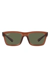 Ray Ban Warren 57mm Polarized Rectangular Sunglasses In Brown Transparent