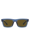 Ray Ban Warren 57mm Rectangular Sunglasses In Dark Brown/ Blue