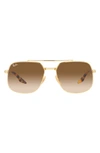 Ray Ban 56mm Gradient Square Sunglasses In Gold Flash