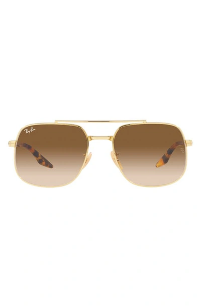 Ray Ban 56mm Gradient Square Sunglasses In Gold Flash