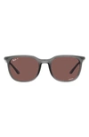 Ray Ban 54mm Polarized Pillow Sunglasses In Transparent Grey