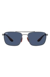 Ray Ban 58mm Square Sunglasses In Dark Blue