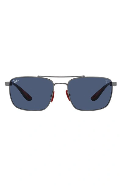 Ray Ban 58mm Square Sunglasses In Dark Blue