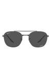 Ray Ban 55mm Polarized Square Sunglasses In Gunmetal