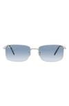 Ray Ban 60mm Gradient Rectangular Sunglasses In Silver