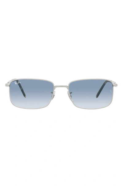 Ray Ban 60mm Gradient Rectangular Sunglasses In Silver