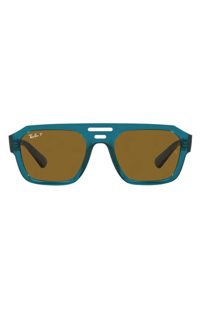 Ray Ban Corrigan 54mm Polarized Irregular Sunglasses In Light Blue