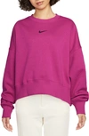 Nike Phoenix Fleece Crewneck Sweatshirt In Fireberry/black