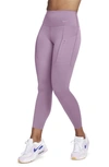 Nike Dri-fit Go High Waist 7/8 Leggings In Violet Dust/ Black