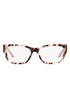 Prada 54mm Rectangular Optical Glasses In Tortoise