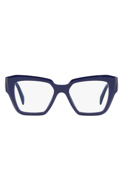 Prada 51mm Square Optical Glasses In Black Blue