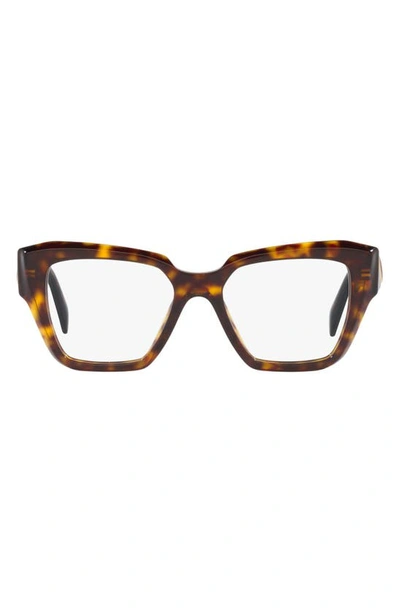 Prada 51mm Square Optical Glasses In Tortoise