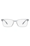 Prada 56mm Rectangular Optical Glasses In Crystal Grey