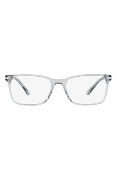 Prada 56mm Rectangular Optical Glasses In Crystal Grey