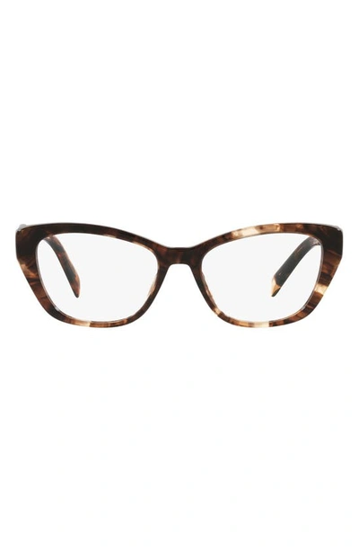 Prada 52mm Cat Eye Optical Glasses In Caramel