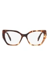 Prada 54mm Square Optical Glasses In Brown Tort