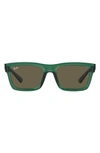 Ray Ban Warren 57mm Rectangular Sunglasses In Transparent Green