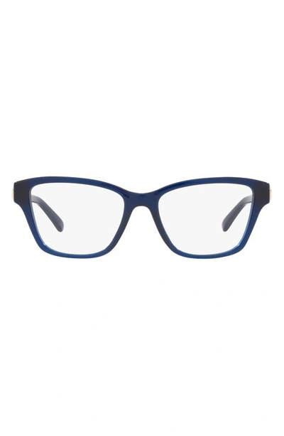 Tory Burch 53mm Rectangular Optical Glasses In Navy