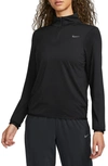 Nike Dri-fit Swift Element Uv Quarter Zip Running Pullover In Black/ Reflective Silv