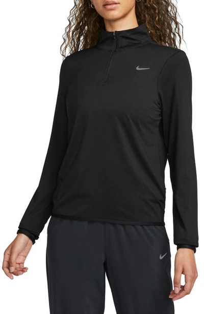 Nike Dri-fit Swift Element Uv Quarter Zip Running Pullover In Black