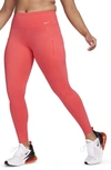 Nike Dri-fit Go High Waist 7/8 Leggings In Ember Glow/ Black