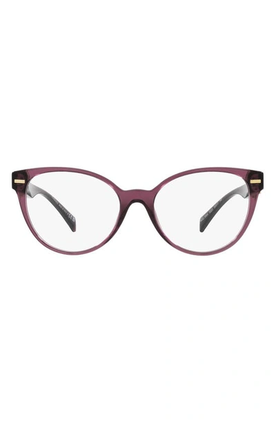 Versace 53mm Cat Eye Optical Glasses In Transparent Violet