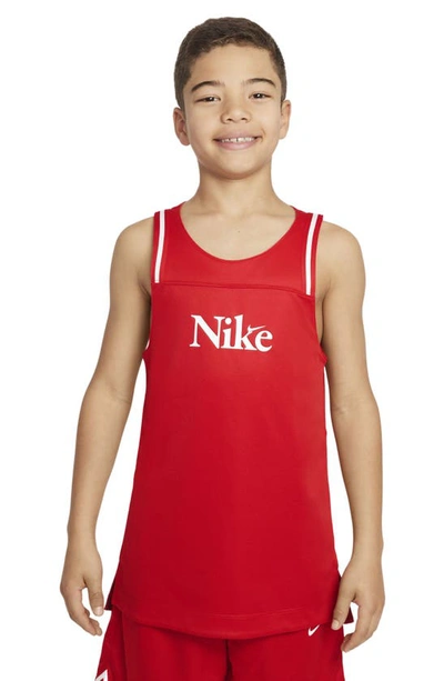 Nike Kids' Reversible Performance Basketball Tank In University Red/ White