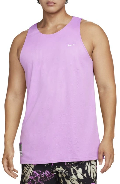 Nike Dri-fit Studio '72 Reversible Mesh Tank In Rush Fuchsia/ Fuchsia/ White