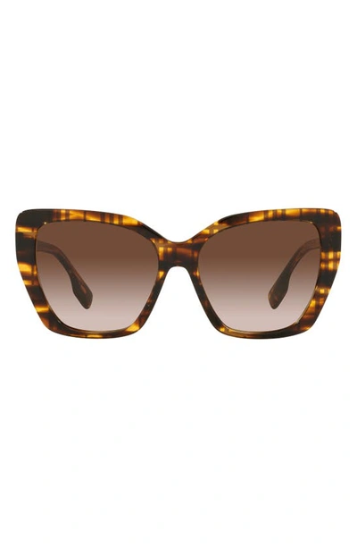 Burberry 55mm Gradient Cat Eye Sunglasses In Striped Brown