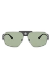 Versace 63mm Oversize Pillow Sunglasses In Gunmetal