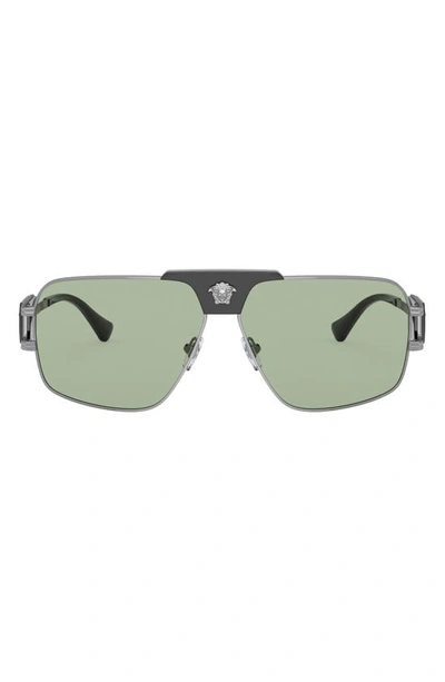 Versace 63mm Oversize Pillow Sunglasses In Gunmetal