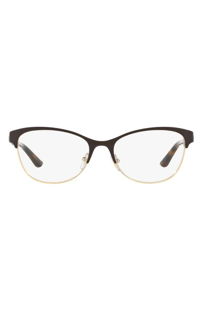 Versace 53mm Cat Eye Optical Glasses In Brown Gold