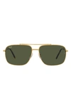 Ray Ban 59mm Pillow Sunglasses In Yellow Gold