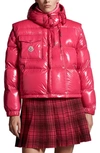 Moncler Logo-patch Hooded Padded Jacket In Pink