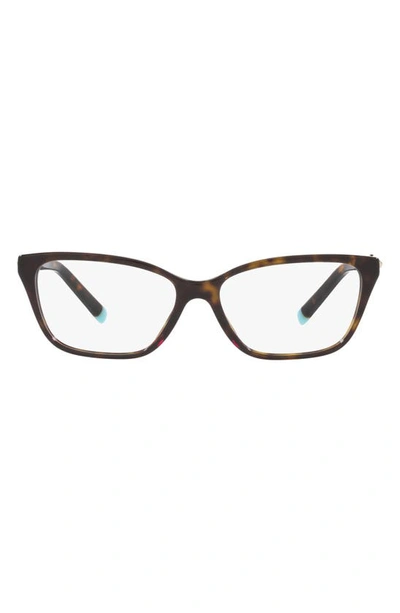 Tiffany & Co 55mm Rectangular Optical Glasses In Havana