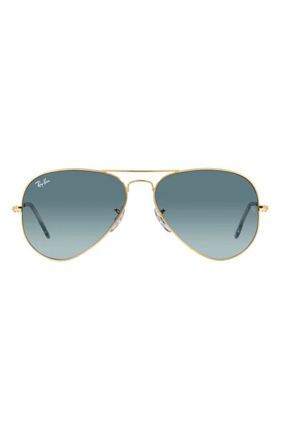 Ray Ban Original 62mm Aviator Sunglasses In Gold Blue