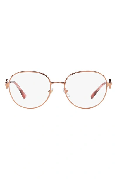 Versace 54mm Round Optical Glasses In Rose Gold