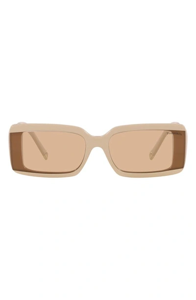 Tiffany & Co 62mm Oversize Rectangular Sunglasses In Beige