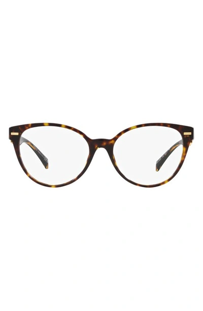 Versace 53mm Cat Eye Optical Glasses In Havana