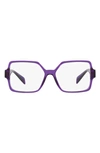 Versace 55mm Square Optical Glasses In Transparent Violet