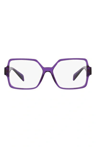 Versace 55mm Square Optical Glasses In Transparent Violet